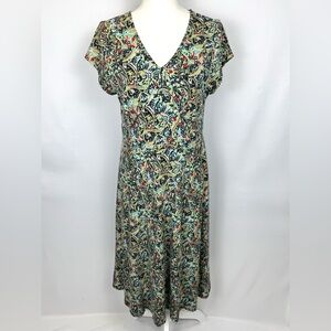 Sahalie Short Sleeve Dress Colorful Paisley Print Large Casual Dress Athleisure